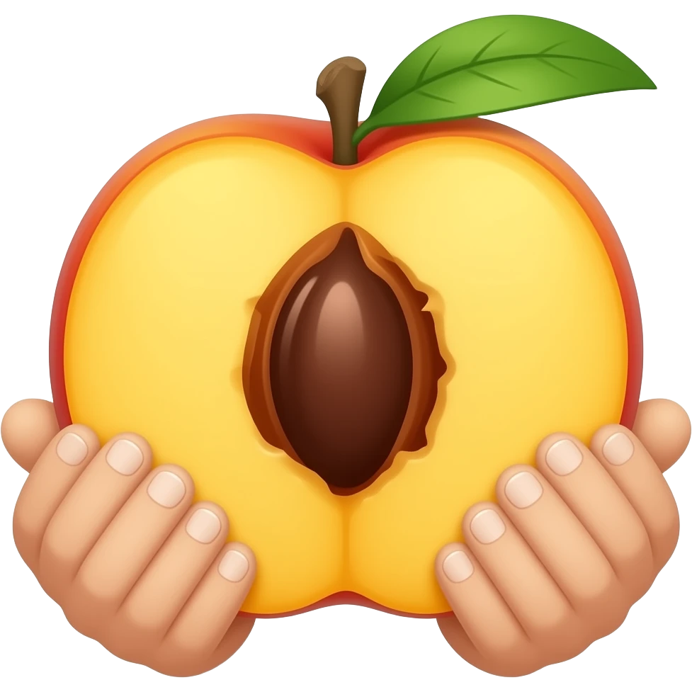 peach with a hole in the middle with hands outside emoji