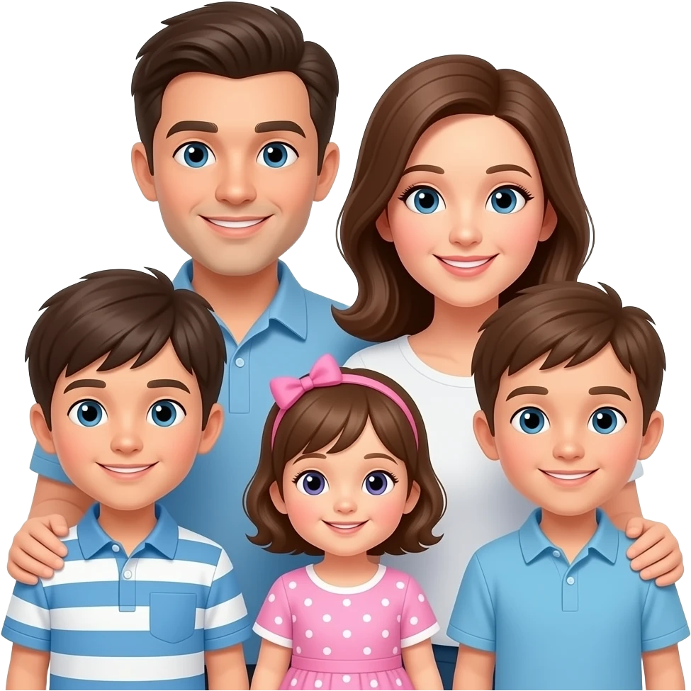 parents with 3 kids, two older boys and a girl baby emoji