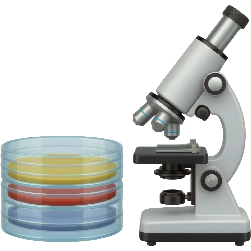 experiment with petri dish and microscope emoji