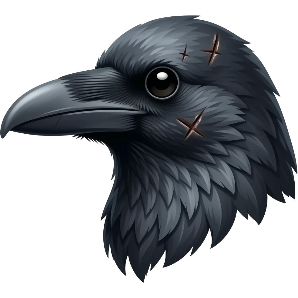 White crow with lots of scars and scratches emoji side profile head emoji