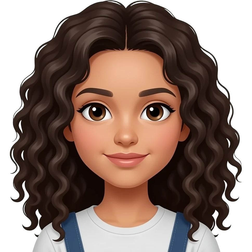light skin girl with dark curly/wavy hair and brown eyes emoji