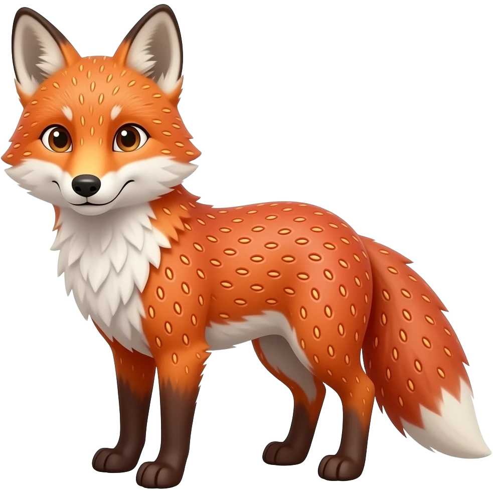 fox with strawberry texture emoji