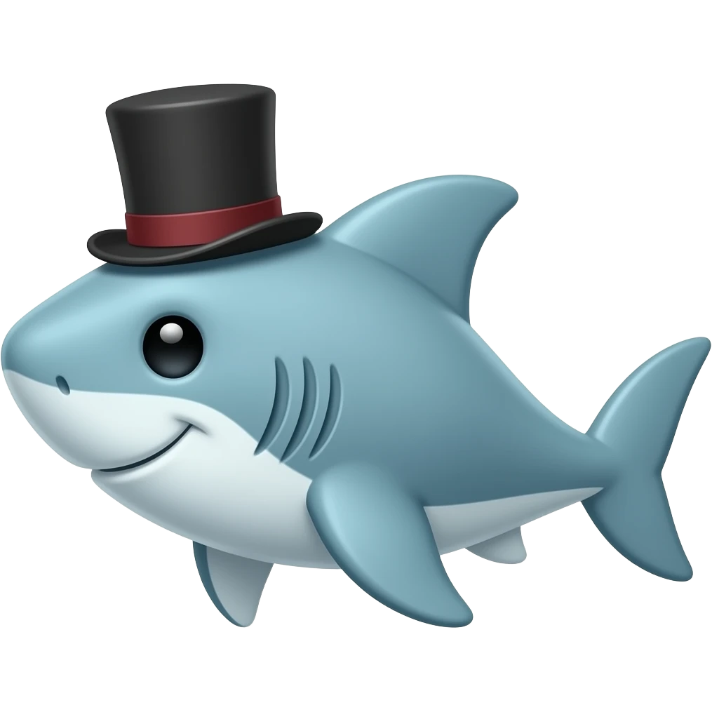 Shark with a top hat emoji