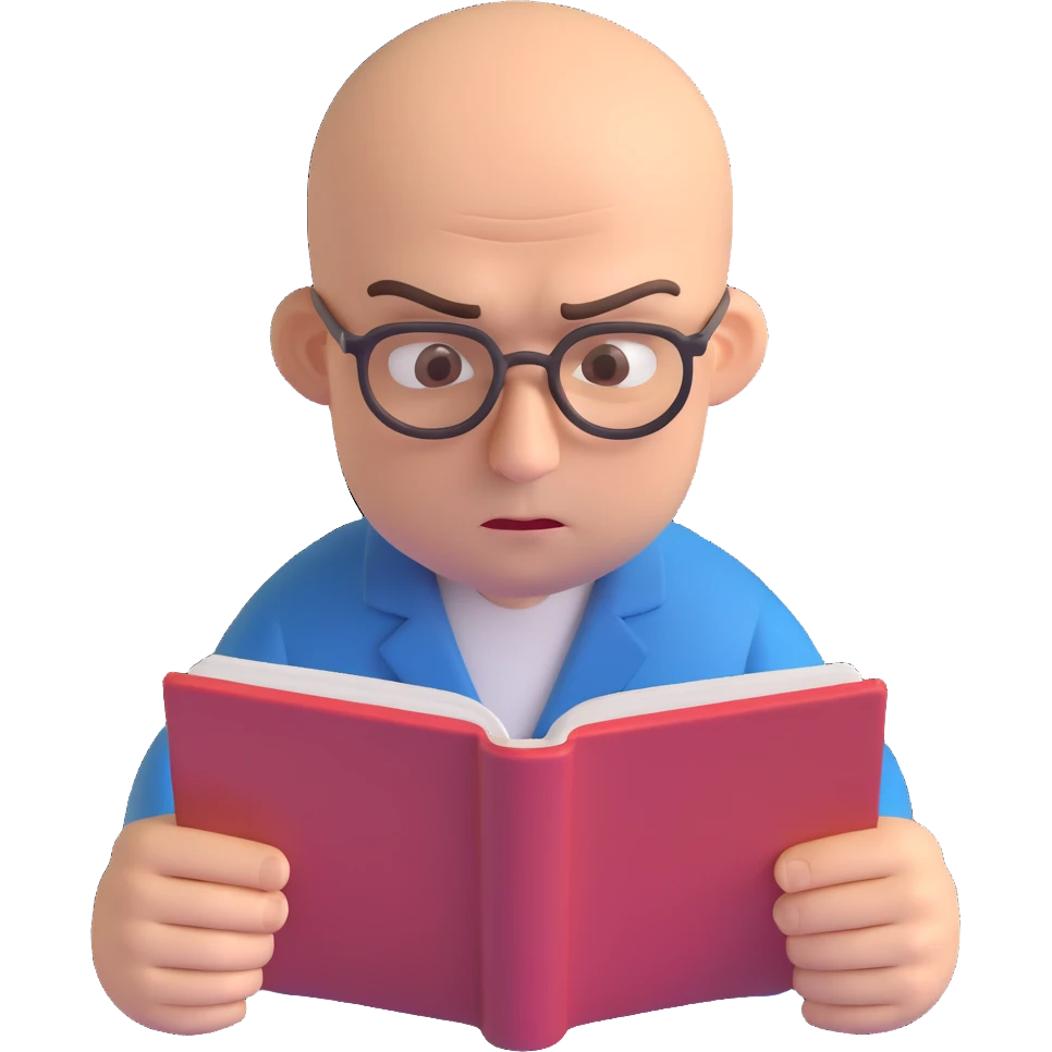Angry bald man reading emoji