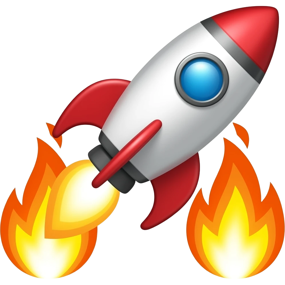 rocket launch with fire emoji