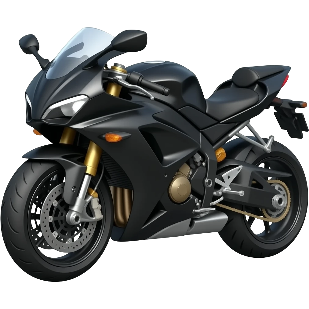 Tiny Matte black sport motorcycle but small emoji size version emoji