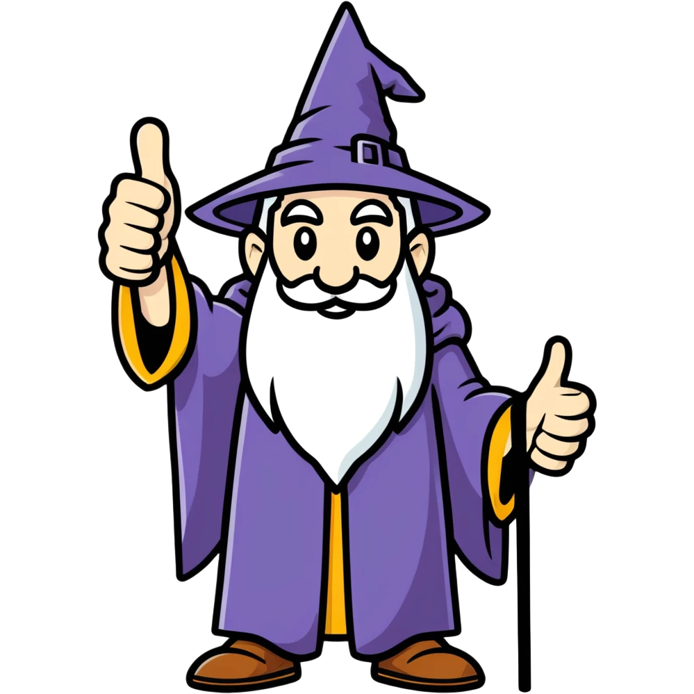 an powerful wizard giving the thumbs up emoji