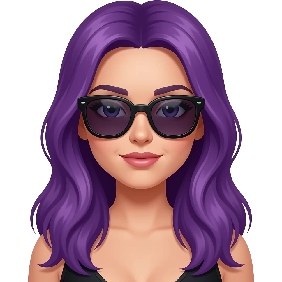 sexy girl with long purple hair with sun glasses emoji