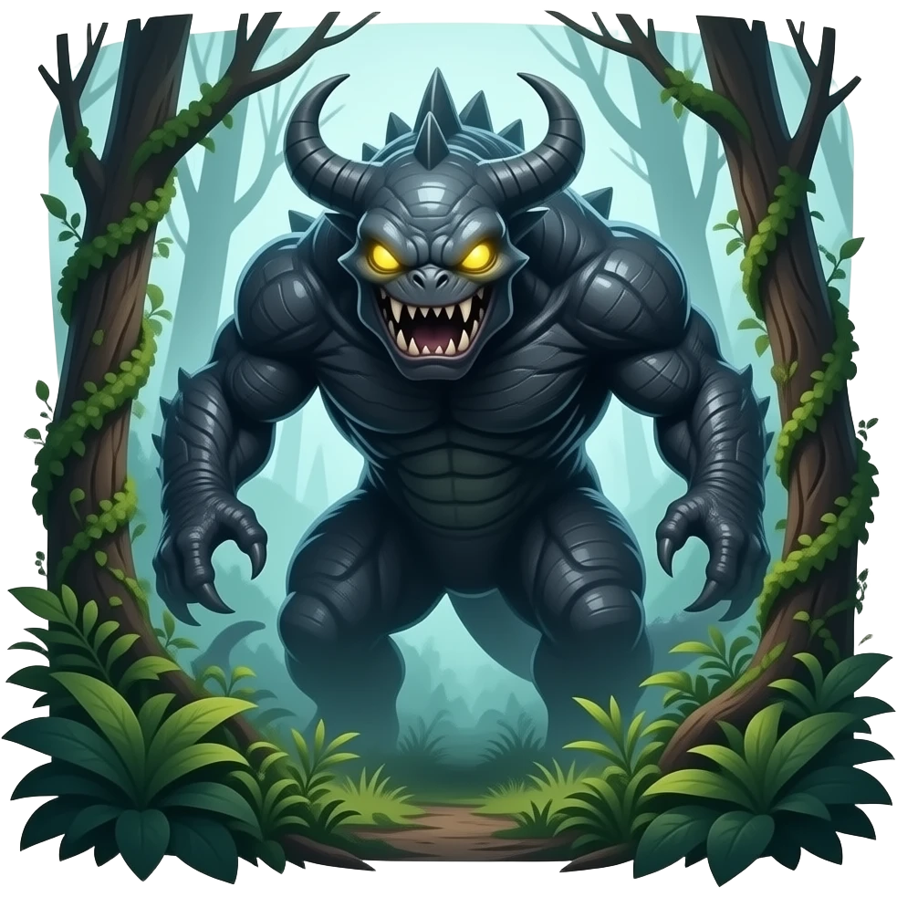 A magical monster with the forest ambush emoji