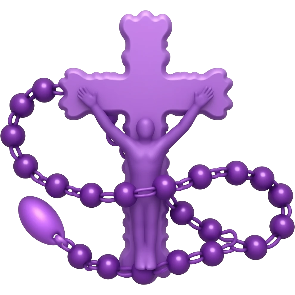 Cruz sagrada roxa com rosário roxo emoji