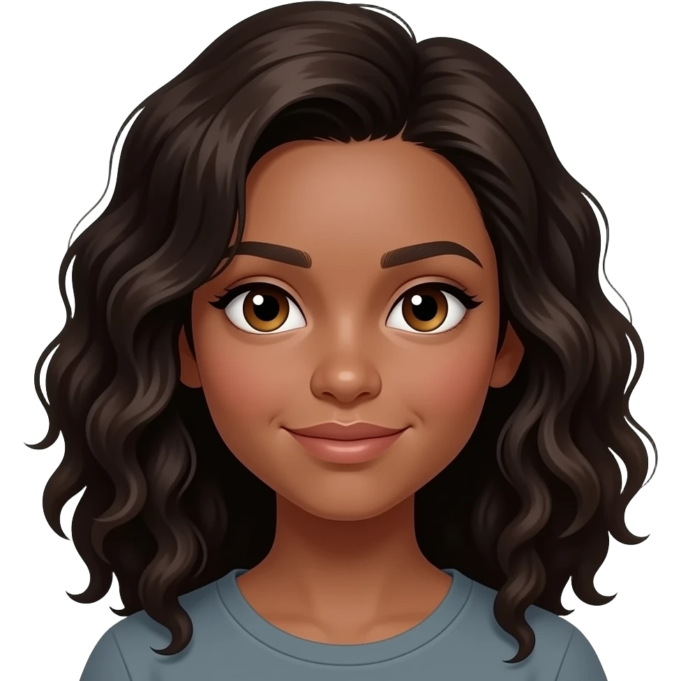 darkskin , female, wavier hair, 16 age, hazel eyes, longer face emoji