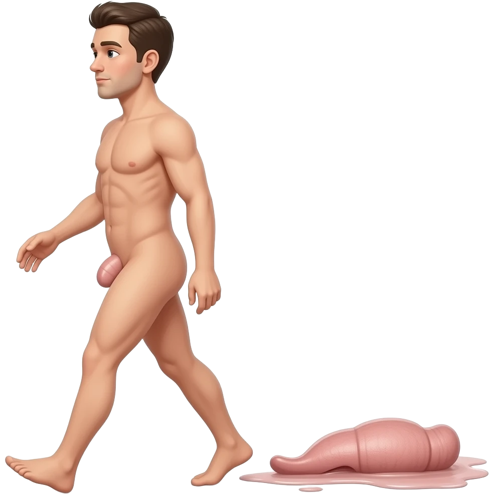 Bot walking around fully naked in public with his Penis dragging along the floor emoji