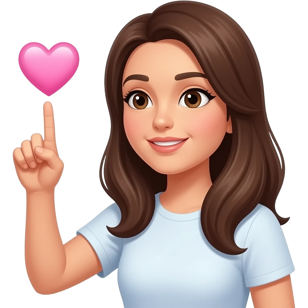 mujer haciendo silencio y un corazon emoji