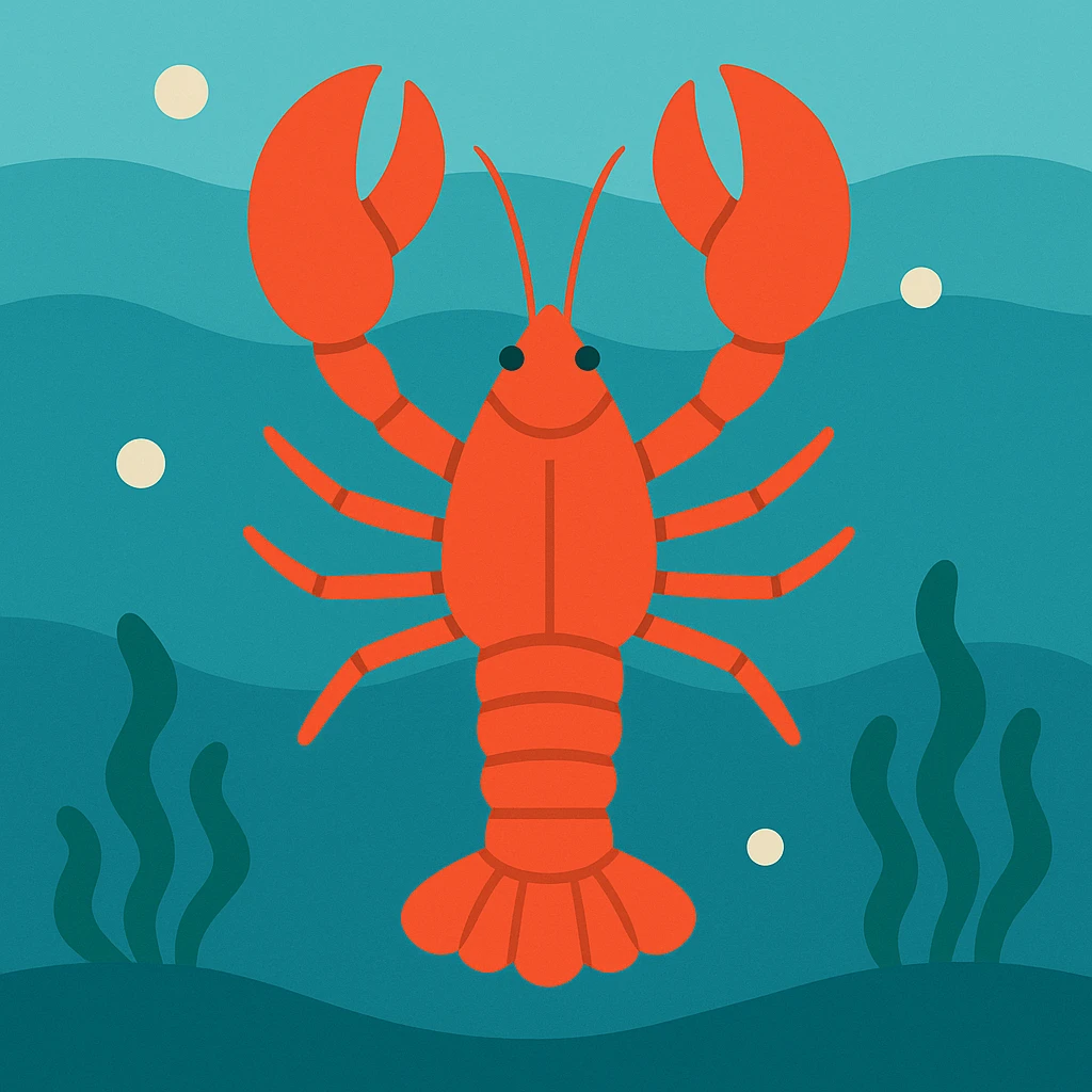 Flat design style lobster in the water emoji