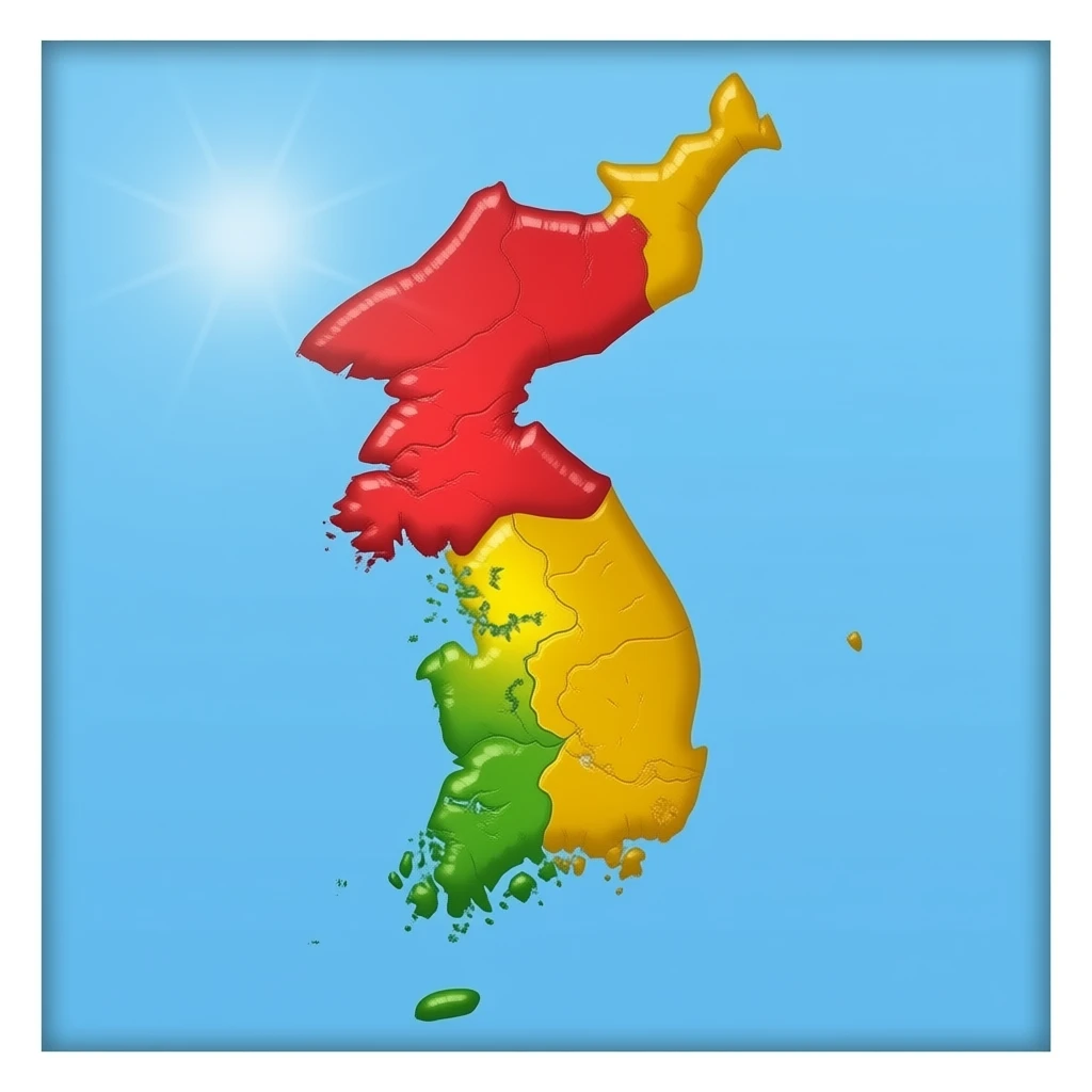 대한민국이 중심쪽으로 오게 수정하고, 색감은 조금더 밝게 제작해줘 emoji