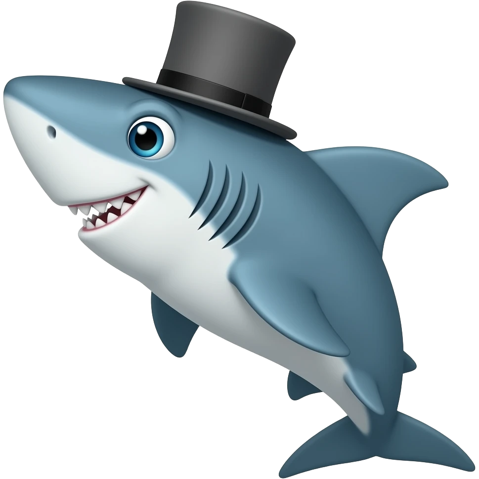 Shark with a top hat emoji