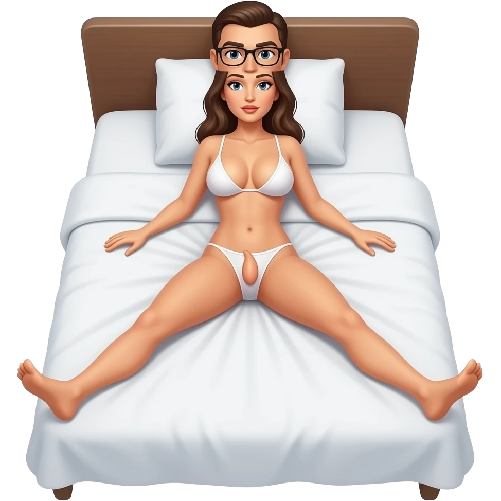 A man putting his cock inside Naked girl big boobs and sexy pussy laying on a bed with her legs open emoji