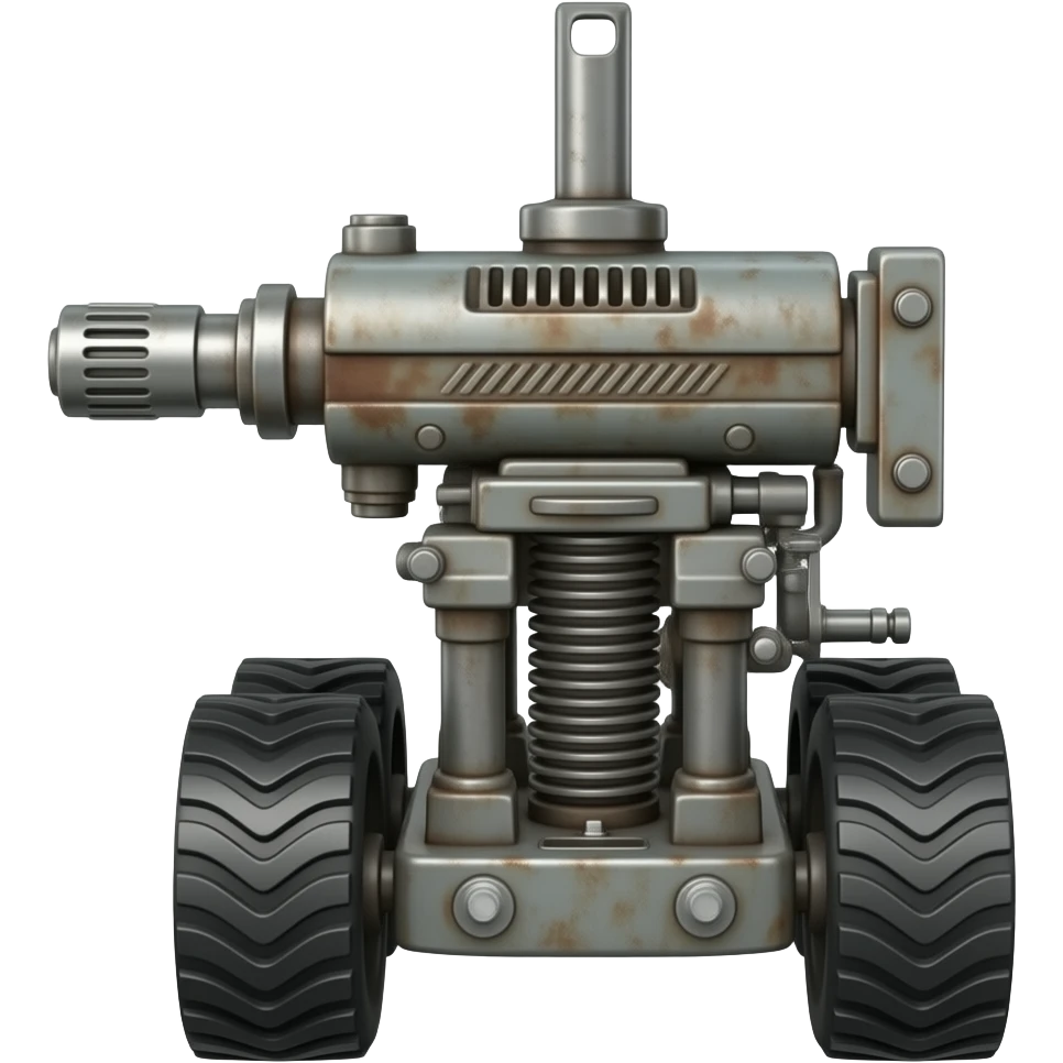 rusty gun machine on wheels emoji