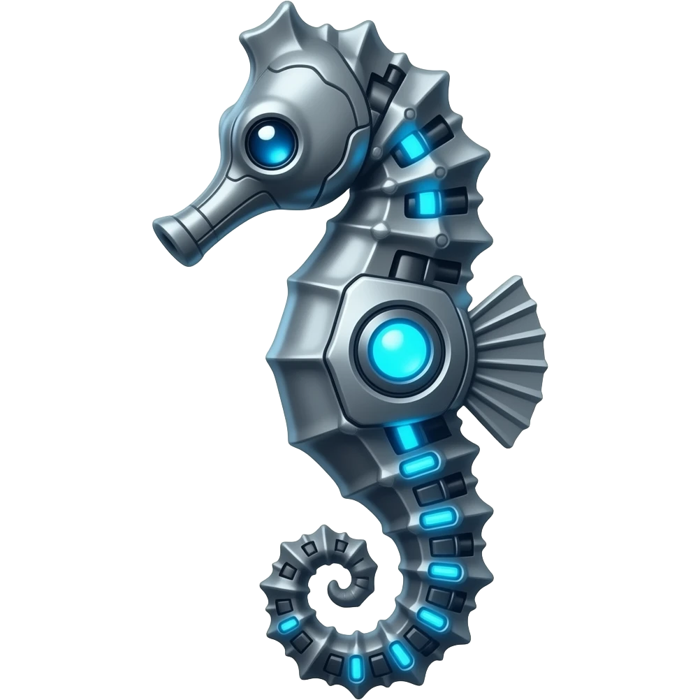 Teknolojili deniz atı parlak mavi ışıklı emoji