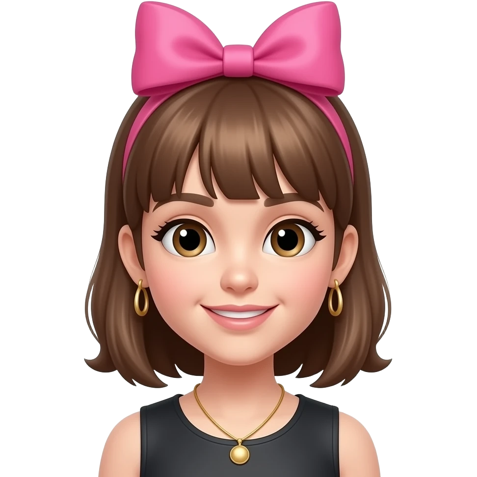 A sassy emoji woth a pink bow on head emoji