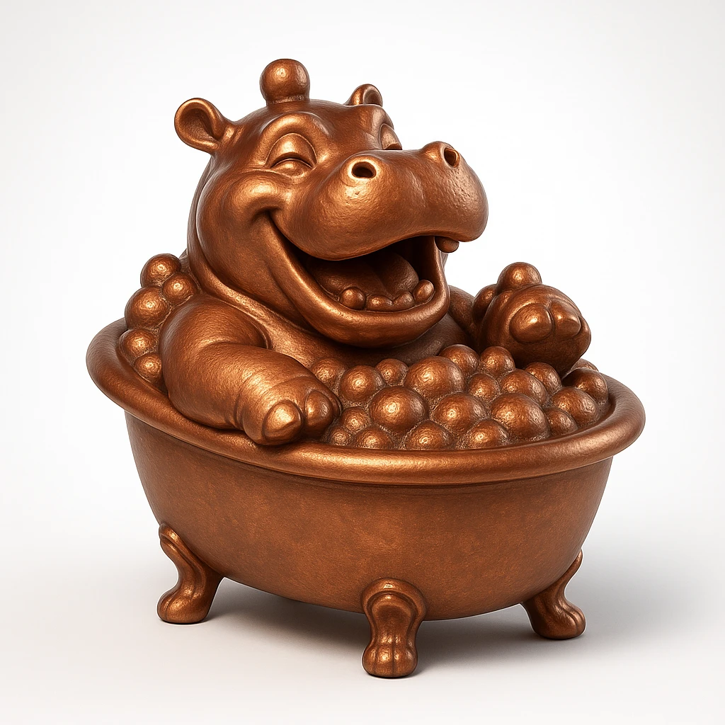 happy hippo with bubbles in bathtub emoji