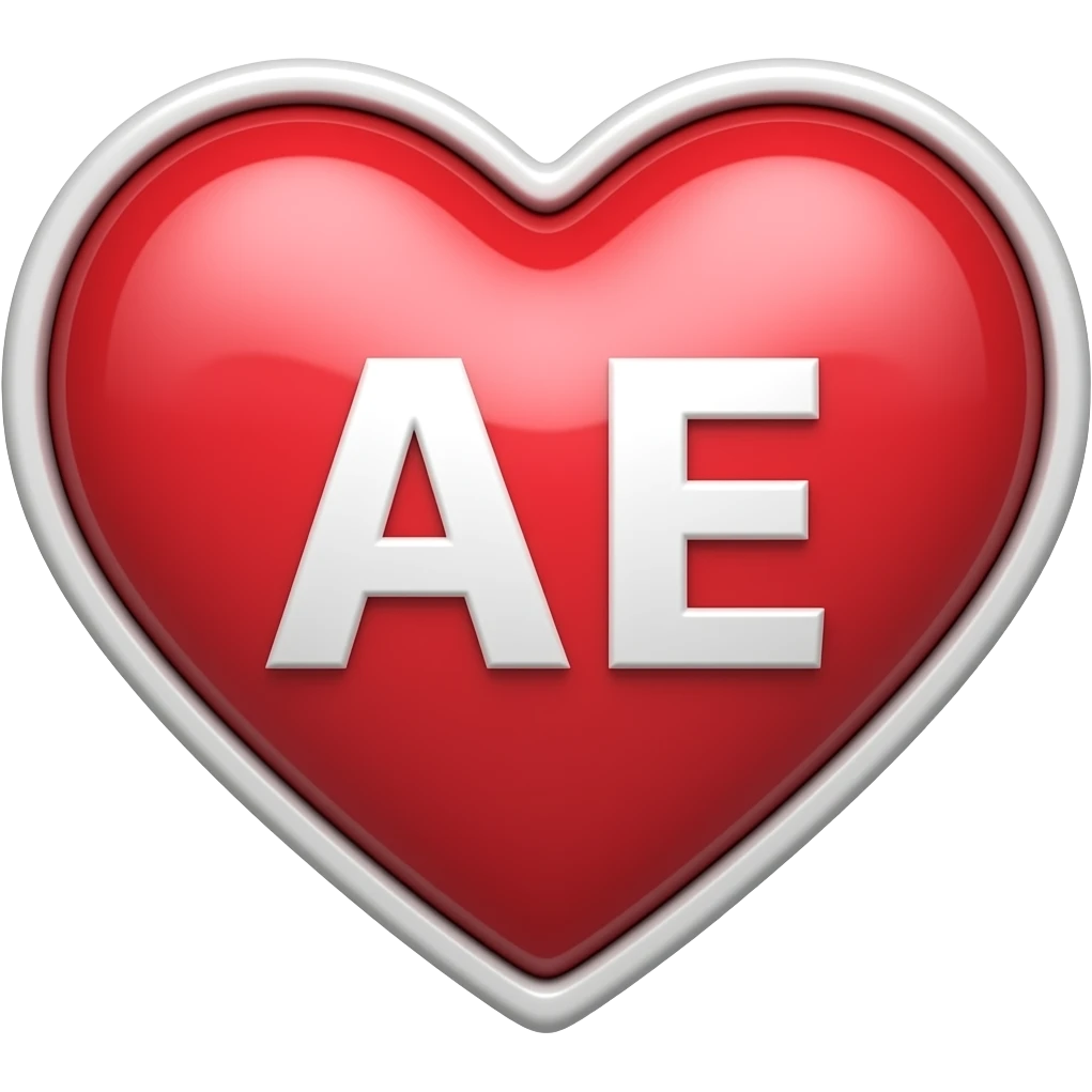 A heart symbol with the letters A and E joined ogheter  in it emoji