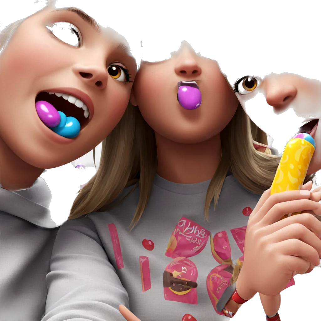 girls enjoying candy together emoji