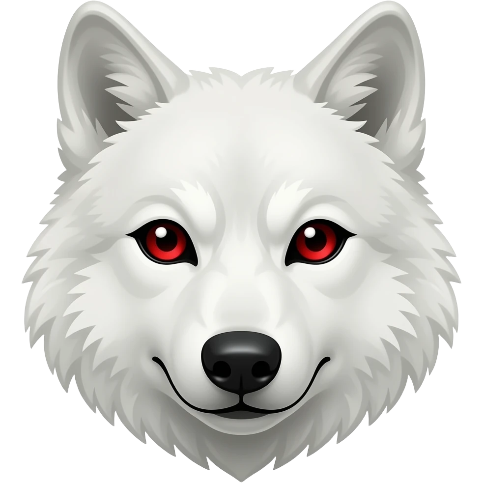 The face of White wolf with a red eyes of game of thrones imoji with more details emoji