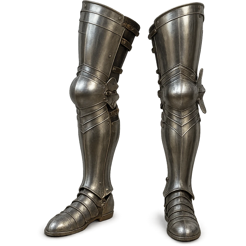 steel platelegs armour, highly detailed, realistic, metallic shine, medieval style emoji