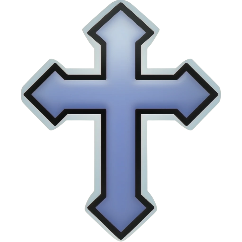 Periwinkle thin edgy christian cross with black borders emoji