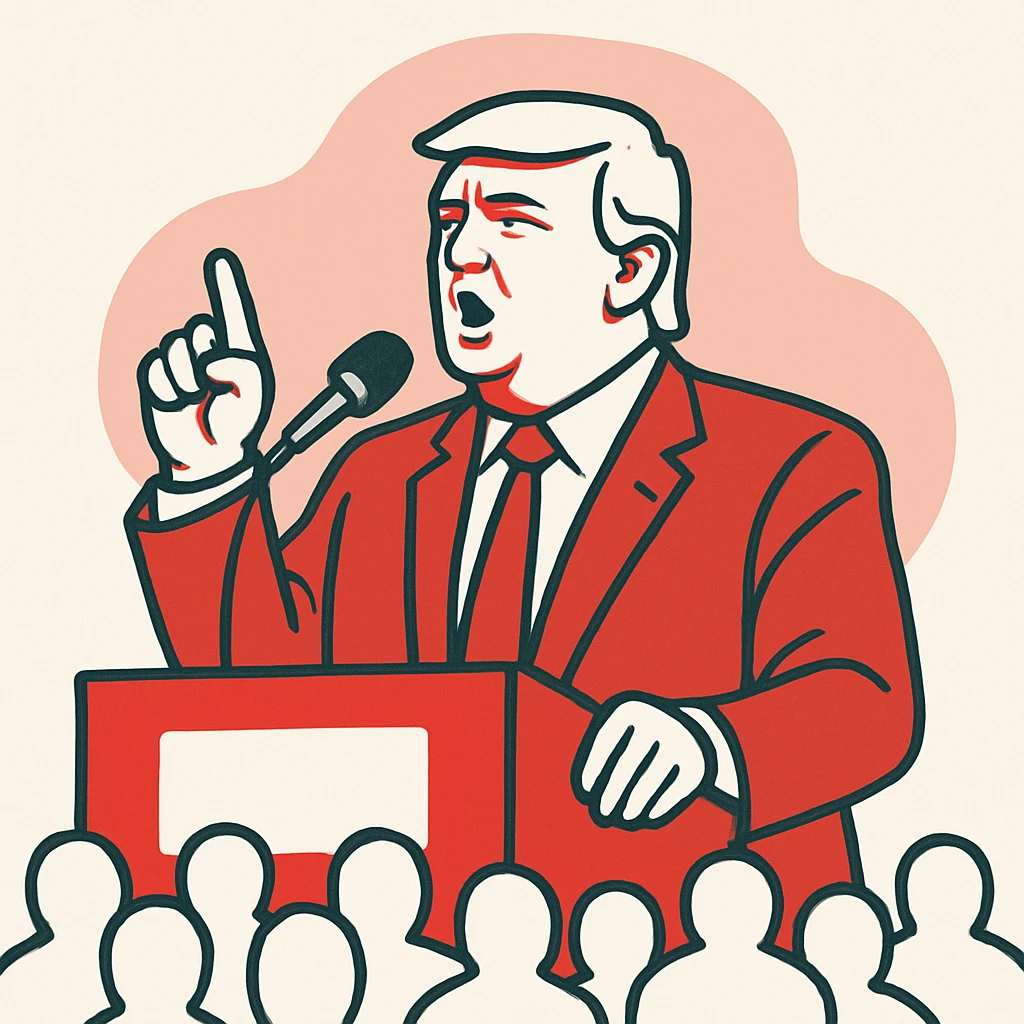Donald Trump speaking at a rally emoji
