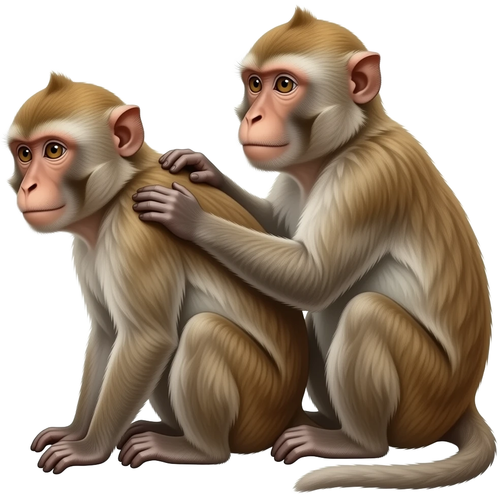 1 sitting Macaque grooming another sitting Macaques back emoji