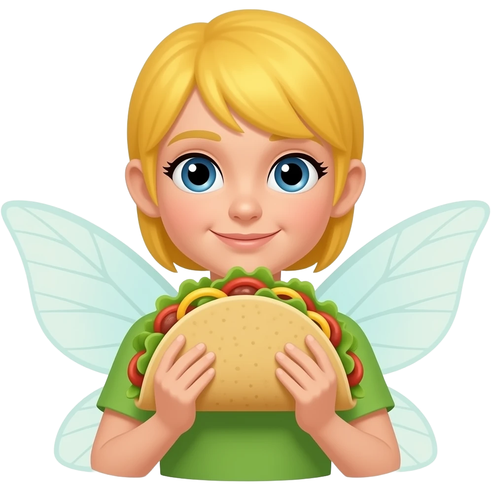 yellow girl fairy carrying taco emoji