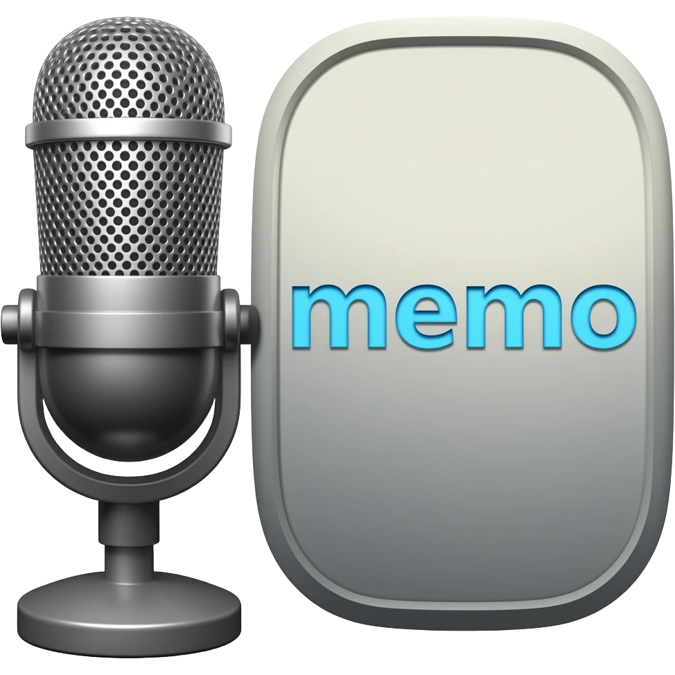 half podcast mic and half text "memo" emoji