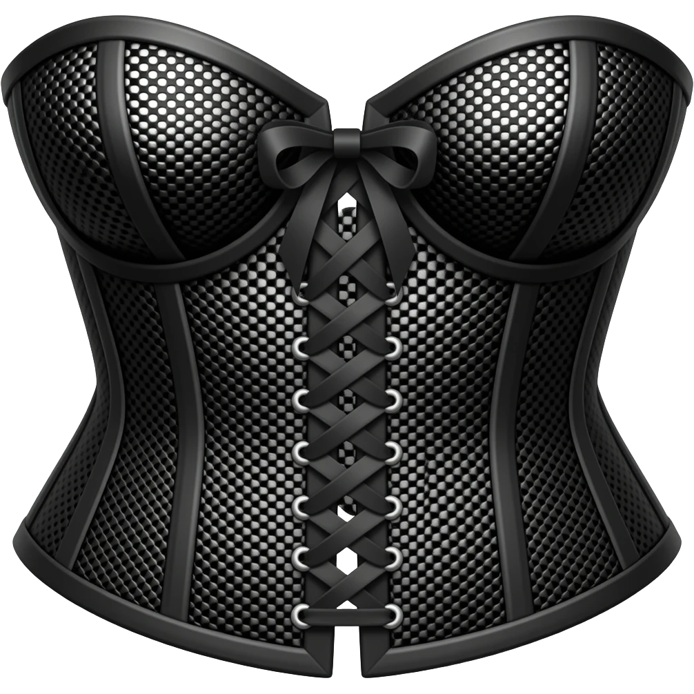 black corset, gathered mesh covering the entire corset, no closure emoji
