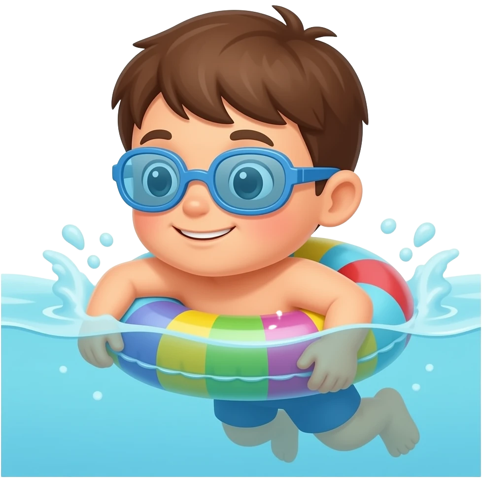 kid swimming with swim tube emoji