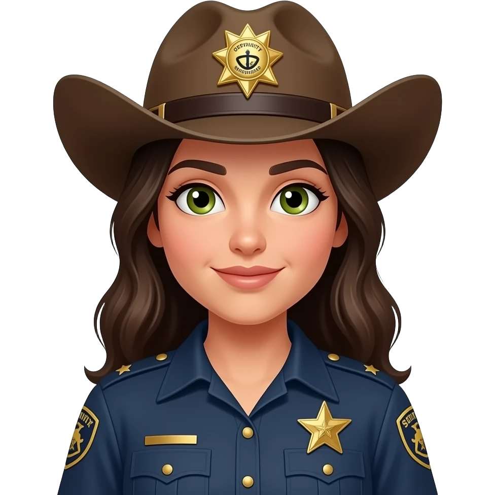 Spanish Beautiful Girl with hazel green eyes deputy sheriff emoji