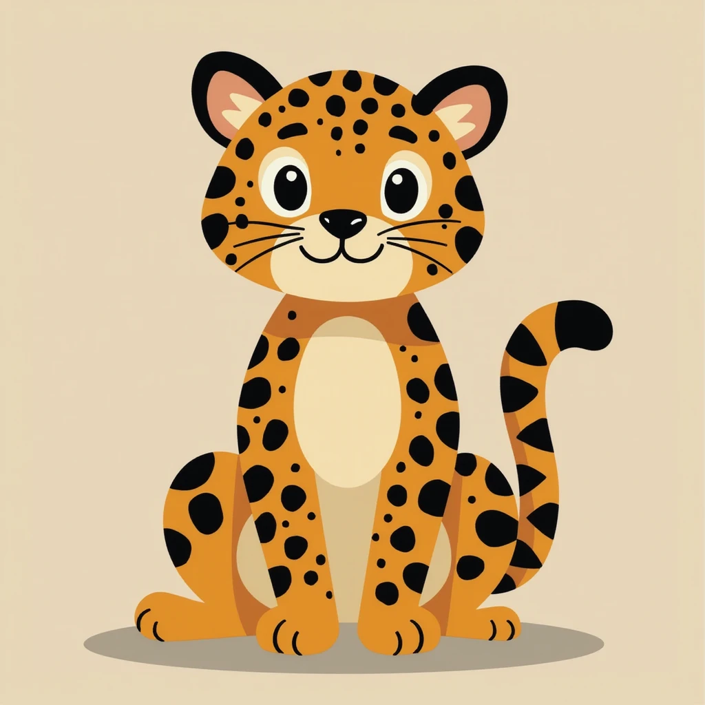 Flat design style leopard emoji