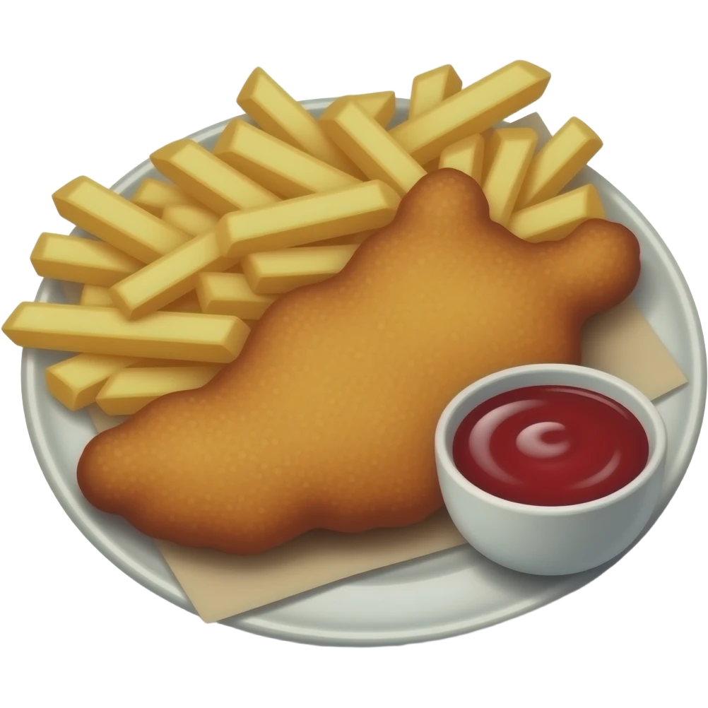 Schnitzel mit Pommes und Preiselbeersauce emoji