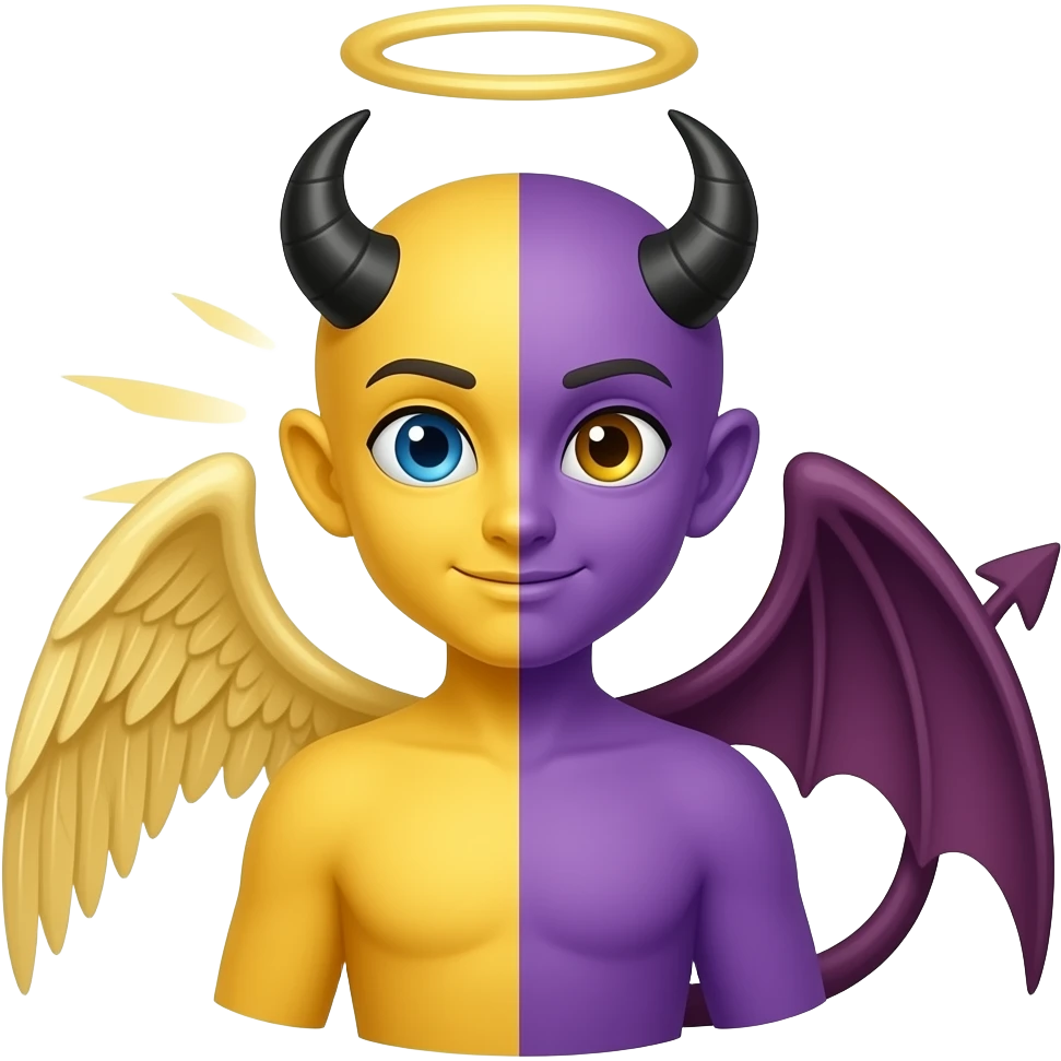 Yellow Angel emoji crossover purple devil emoji emoji