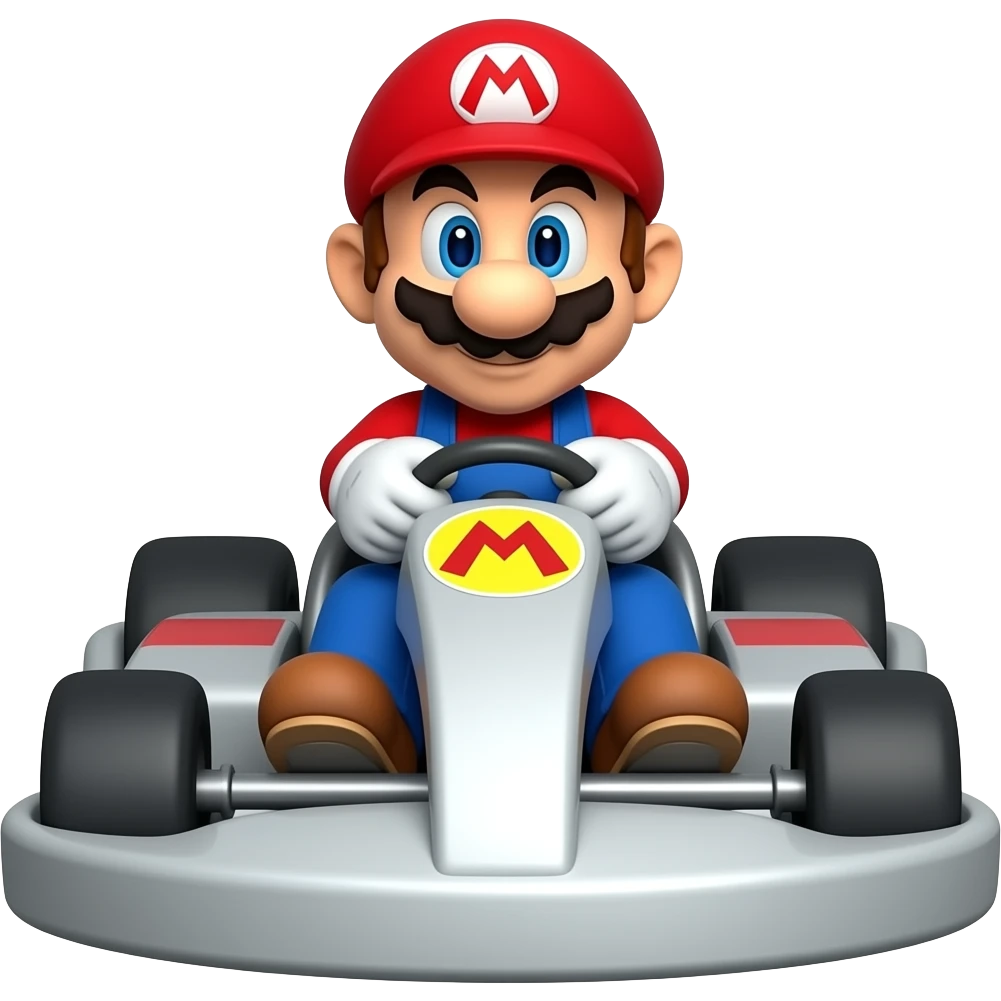 mario dans un kart de face emoji