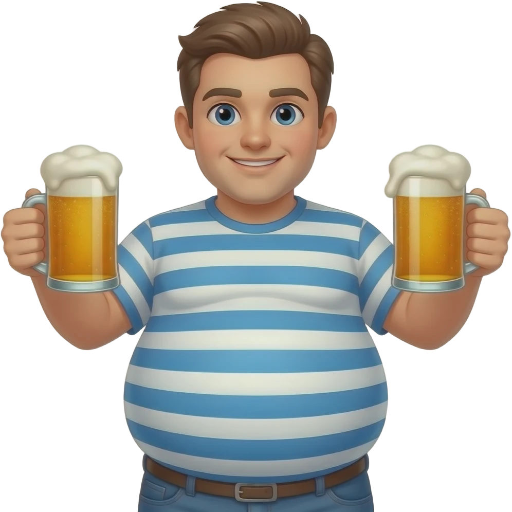Zrób chłopak 13 latek z piwny brzuchem🫄🏼 kształt jak piłka twarty brzuch i bardzo ogromny brzuch i trzyma oba piwa 🍻 emoji