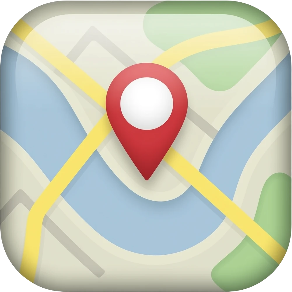 Um widget de celular, que é um quadrado com bordas circulares e nele,mostra um GPS. emoji