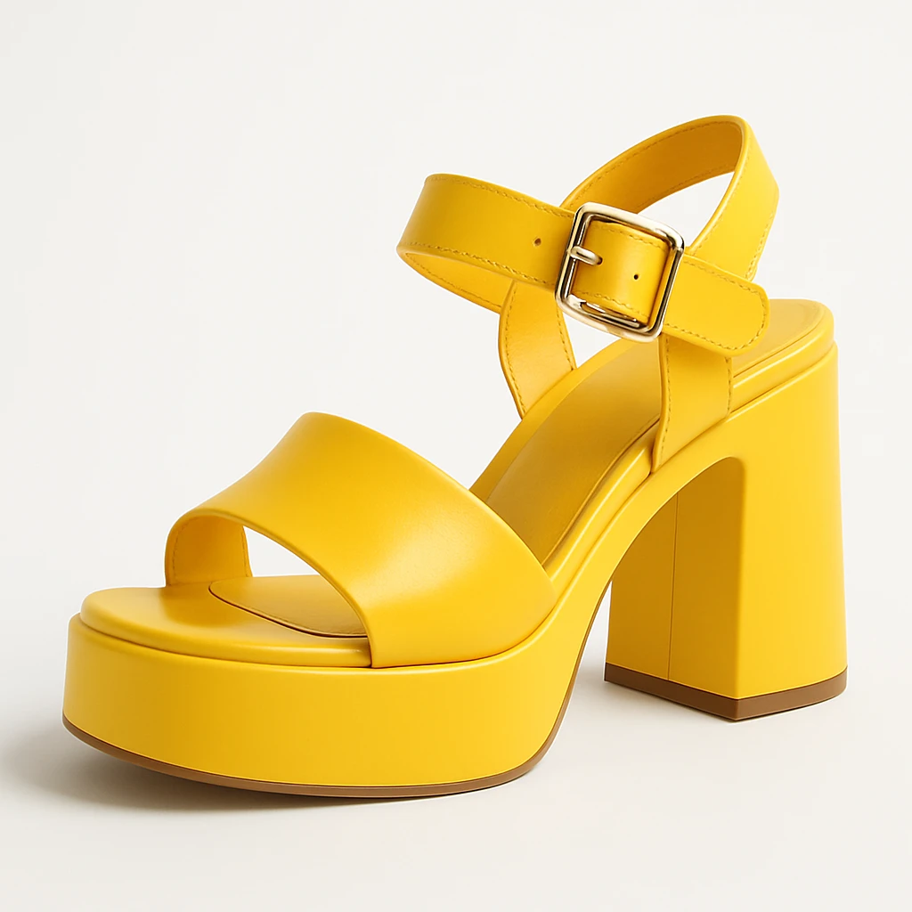 a chunky-heeled sandal, trendy, bold, on a white background emoji