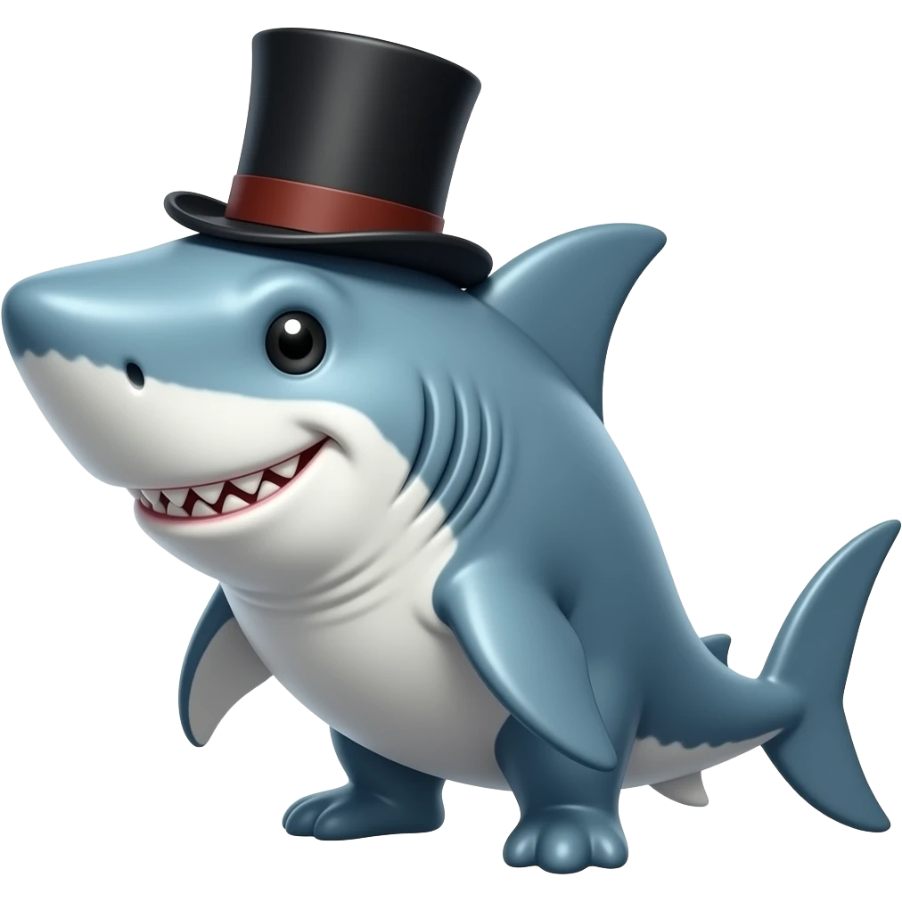 Shark with a top hat emoji