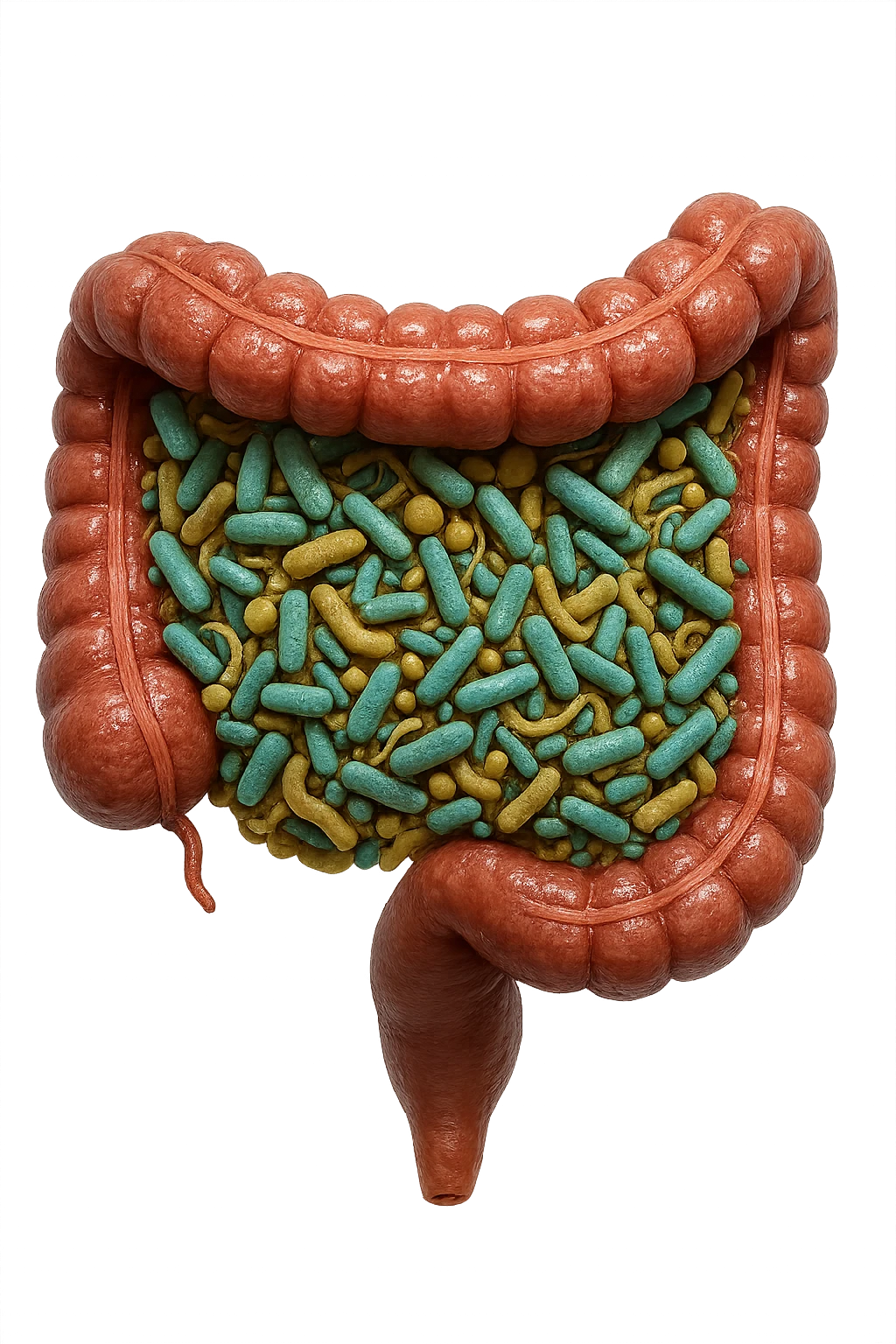 intestino umano pieno di batteri intestinali, iperrealistico 4k emoji