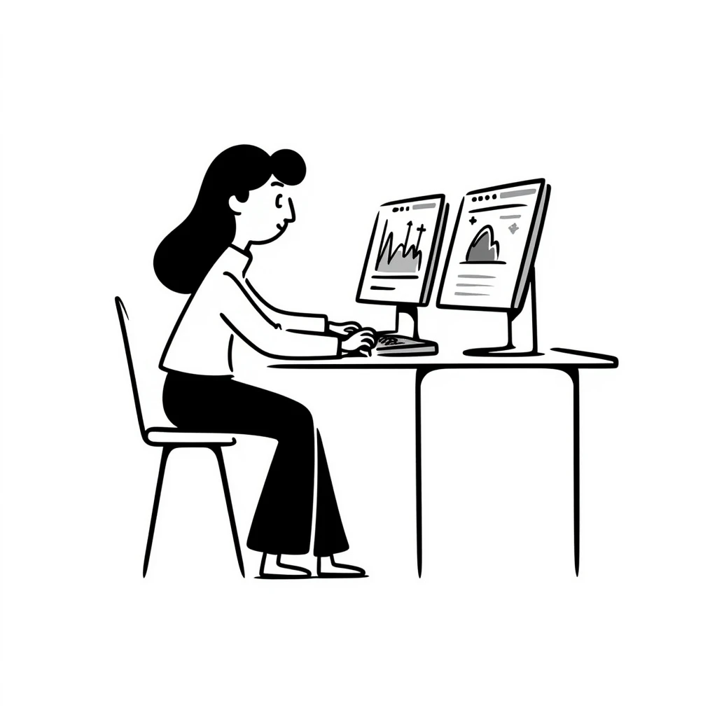 A character sitting in front of a computer with multiple monitors emoji