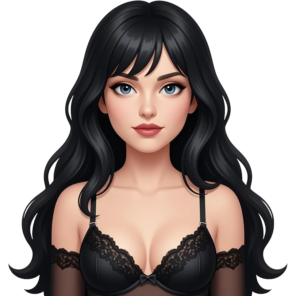 Semi gothic dark haired woman in lingerie emoji