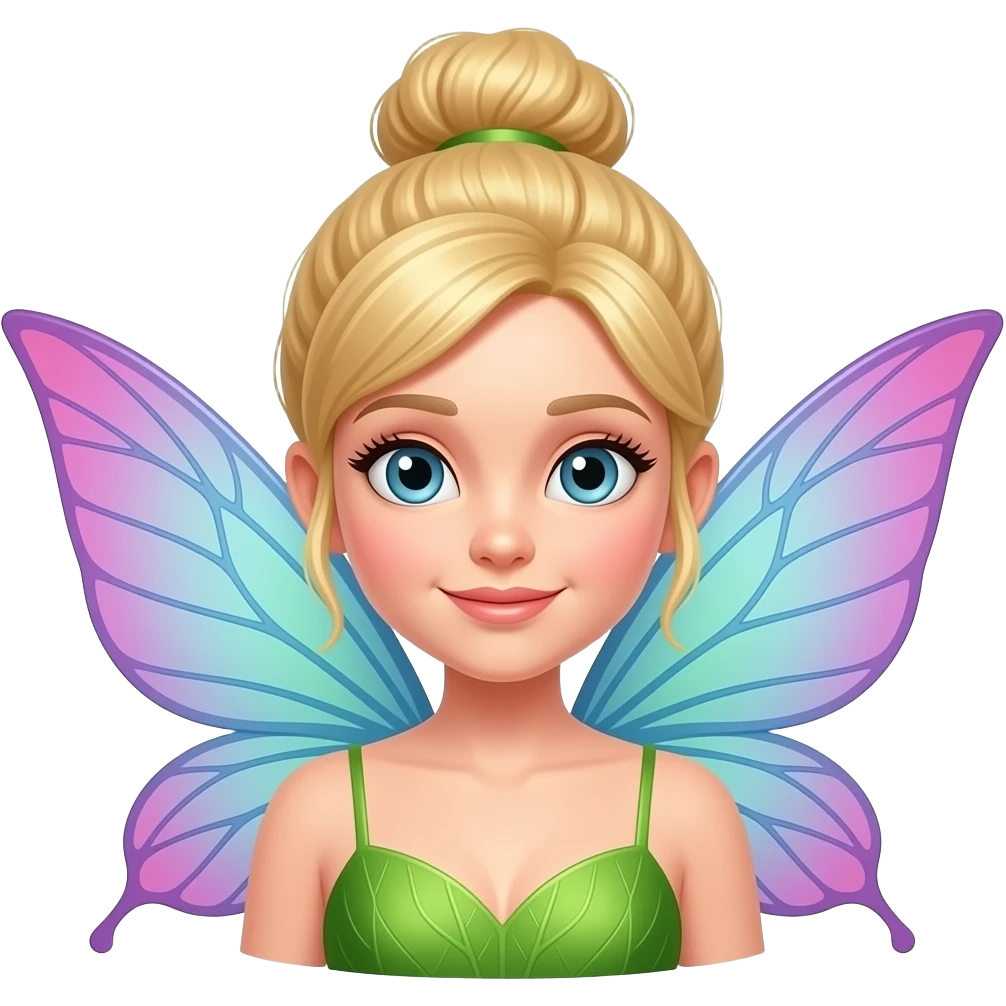 fairy with colorful wings and blond bun emoji