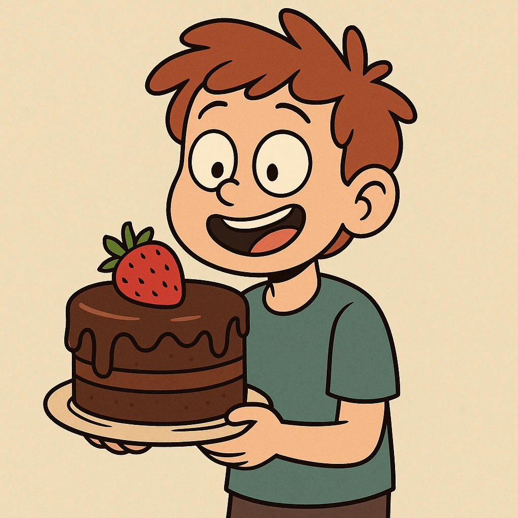 The chocolate strawberry cake a boy  emoji